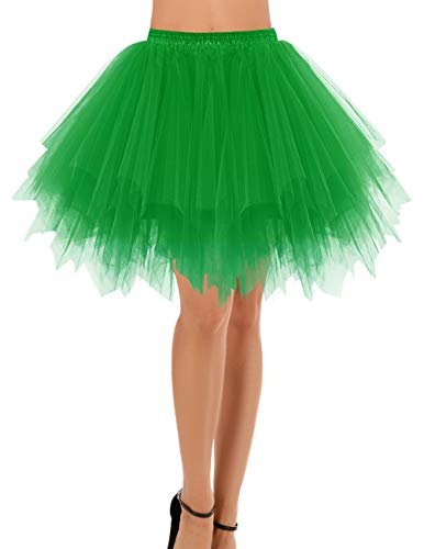 DRESSTELLS Jupon Jupe Ballet Tutu Court en Tulle Couleurs variées, Vert XL