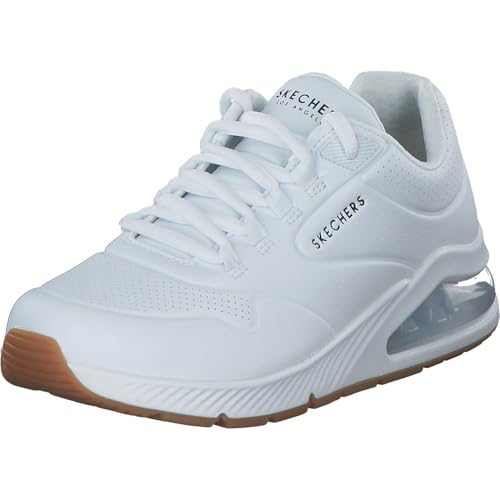 Skechers Damen UNO 2 AIR Around You Sneakers, White Duraleather/Mesh Trim, 41 EU