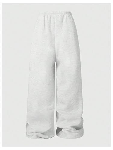 OYOANGLE Girl's Baggy Sweatpants Elastic Waist Letter Patched Straight Leg Pants Workout Open Bottom Trousers2