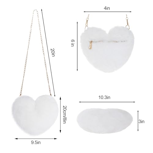 Heart Shaped Faux Fur Purse Fluffy Crossbody Shoulder Bag Cute Clutch Purses for Women Girls Halloween Valentine2