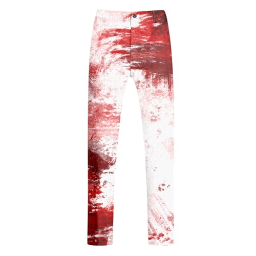 Celucke Halloween Anzug Herren Zweiteiliger Lustig Blutig Print Kostüm Set Lange Ärmel Mantel und Hose Herrenanzug Männer Slim Fit Stretch Sakko Knöpfen Taschen Anzughose Set für Party – Bild 5