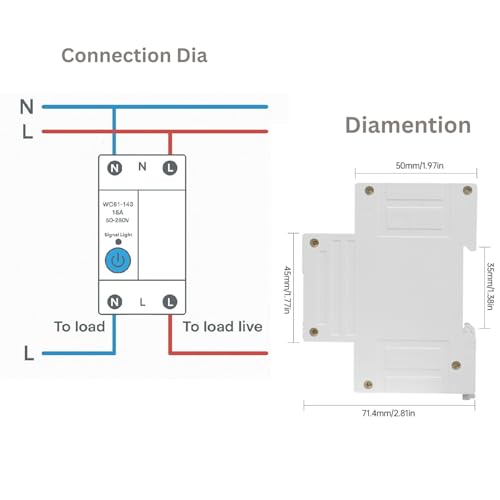 Image of Blackt Electrotech BT74DNF 63A WiFi Smart Circuit Breaker Switch - 90-250V DIN Rail Mount Heavy-Duty Inline Remote Controller & Loop Timer Smart Life