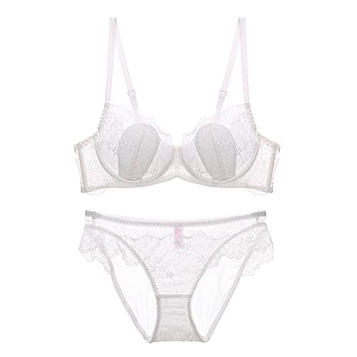 Soutien-gorge en dentelle non doublé ensemble blanc 90C WENJUN avec culotte sexy transparente