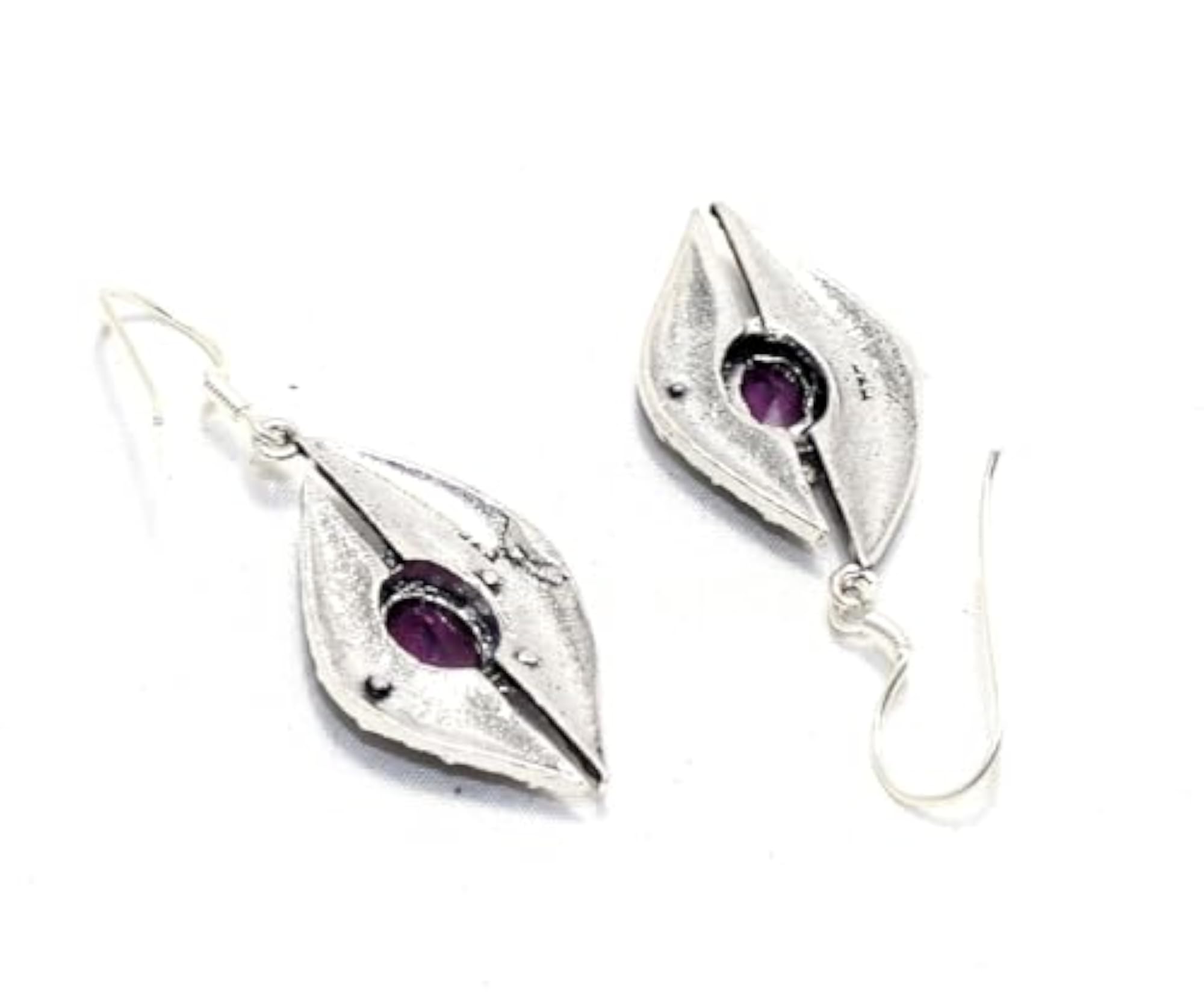 Women's Handmade 925 Sterling Silver Natural Amethyst Dangle Earrings
