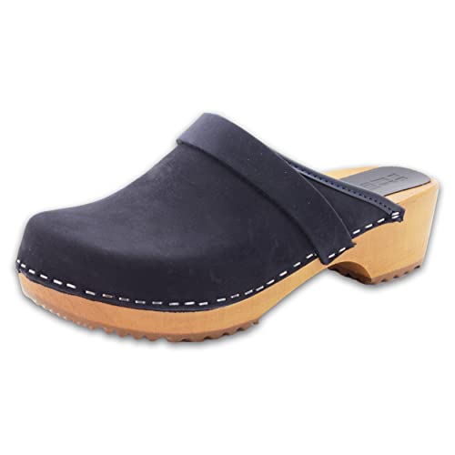 Image of Bjork Maja Wood Open Back Leather Clogs