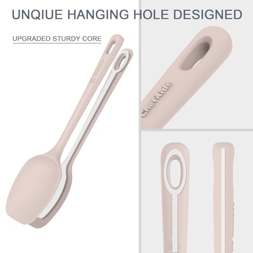 Image of ChefAide 5 Pieces Silicone Spatula Set, Food Grade Rubber Spatula, Upgrade Strong Handle with Ergonomic Grip, Heat Resistant Up to 600F for Nonstick Cookware, Cooking