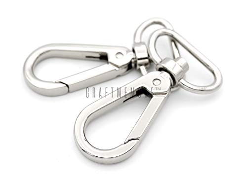 CRAFTMEMORE 1 inch Push Gate Snap Hooks Metal Swivel Lobster Claw Clasp Purse Hardware 2pcs VT41 (Silver)