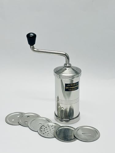 Image of Stainless Steel Kitchen Press /Murukku /Cookies /Noodles /Indian Snacks /Idyapam /Chakli /Namkeen Sev Maker Machine with 6 Different Jalis