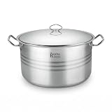 Pro Marmite en Acier Inox Très Grande Capacité 30L, Faitout Industriel compatible Induction Lave-Vaisselle - ∅40cm H24cm - Idéal pour Restauration Commerciale, Événements et Grandes Familles