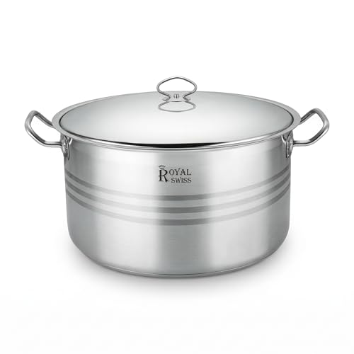 Pro Marmite en Acier Inox Très Grande Capacité 41L, Faitout Industriel compatible Induction Lave-Vaisselle - ∅45cm H26cm - Idéal pour Restauration Commerciale, Événements et Grandes Familles