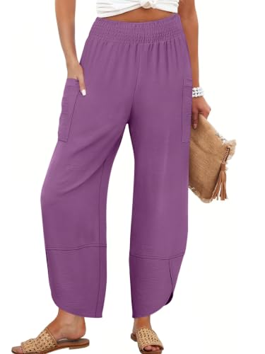 Image of ANRABESS Womens Wide Leg Palazzo Capri Barrel Pants