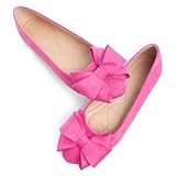 TN TANGNEST Women Round Toe Bowknot Flats Comfortable Slip On Ballet Flat Shoes Rose red 41(9)