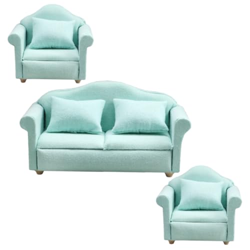 Canapé de poupée miniature vert Mipcase réaliste en tissu et bois pour remplacer un meuble fragile