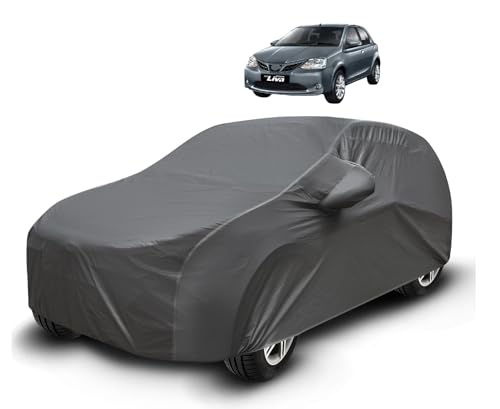 Image of Auto Hub Waterproof Car Cover Compatible with Etios Liva with Mirror Pockets, Soft Cotton Lining, Etios Liva Car Cover Waterproof, Grey