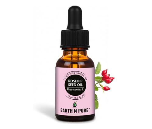 Image of Earth N Pure Rosehip Seed Oil | 100% Pure Natural Cold Pressed Carrier Oil | Premium Quality for Face, Hair, Skin, Nails, Body Massage & DIY Beauty Care | Hexane Free | 15ml