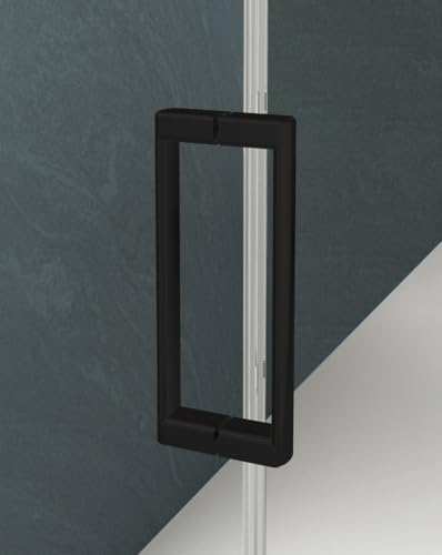 Miniatura 7 de Mampara De Ducha Frontal Corredera 1 Puerta 1 Fijo Vidrio Templado 5mm Antical Altura 190cm Transparente Perfil Negro 130cm Adaptable 128-132cm