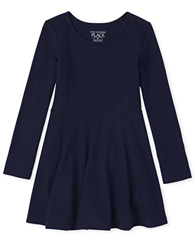 The Children's Place Girls' and Toddler Solid Long Sleeve Skater Dress