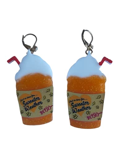 BETSEY JOHNSON New Pumpkin Spice Frozen Latte Whipped Cream Cup Dangle Earrings Fall Great Gift Idea Thanksgiving Jewelry Christmas XMAS Gift Present3