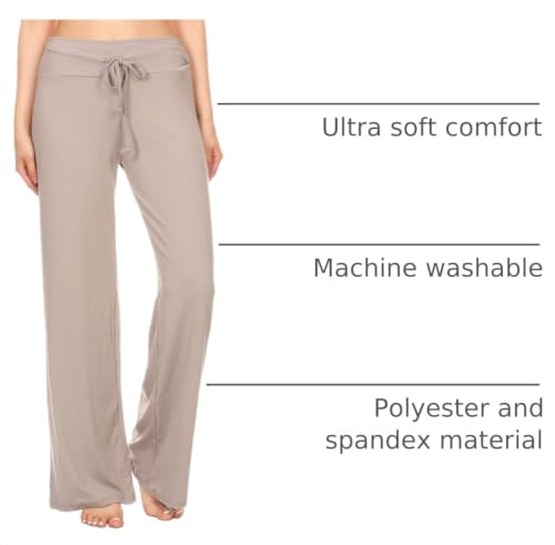 Image of Leggings Depot Women's Wide Leg Drawstring Pajama Pants for Lounge, Sleep | Soft, Breathable Poly-Span, Drawstring Waist, Comfy, Casual, Yoga, Everyday