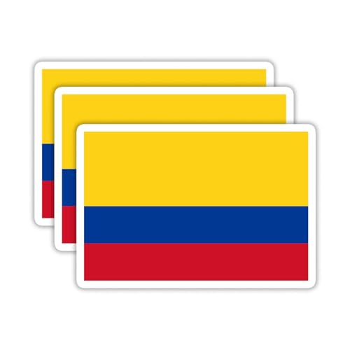Image of (3PCS) Colombia Flag stickers, Countries Flag Stickers - Waterproof Vinyl Decals For Laptops, Tumblers, Water Bottles, Books, Scrapbooks, Size 3 x 2 Inch