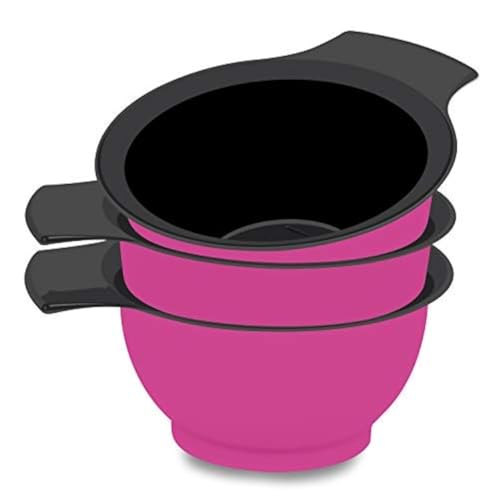 3pcs Salon Hair Color Mixing Bowl Set, Professional DIY Hair Dye Kit - Light Plastic Tint Bowl Assorted Colors for Hairdressing