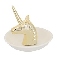 GLSTOY Unicorn Ring Holder Ceramic Jewelry Tray Dish for Earrings Necklaces Bracelets Finger Rings Decorative Storage Plate