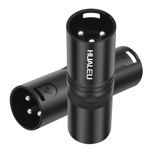 HUALEU 3Pin XLR Male to Male Adapter, Mic,Amplifier, Mixer XLR 3-Pin Microphone Cable Connectors Adapter-2Pack