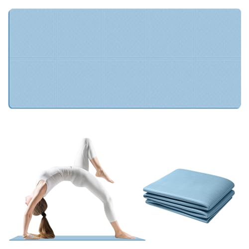 RICHDMI Tappetino Yoga Pieghevole 183x61cm, TPE 4mm, Blu