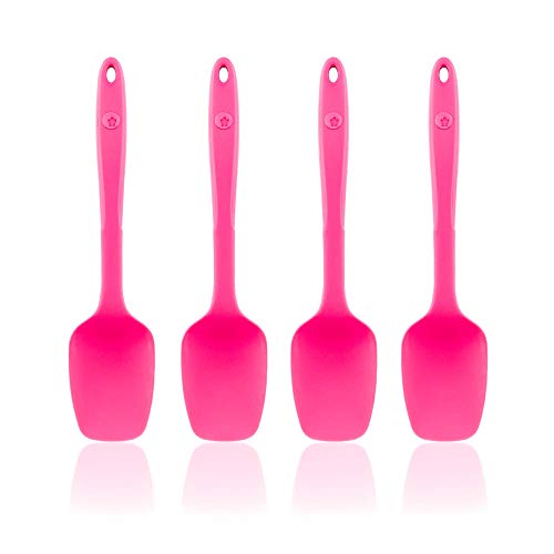 Kochblume Flexlöffel S 4er Set | Premium-Silikon & BPA frei| Hitzebeständig | Spülmaschinenfest | Farbe: pink