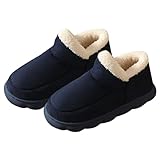 Pantuflas ortopédicas para mujeres adultas, para otoño e invierno, para interiores y exteriores, a la moda, color sólido, cómodas, cálidas, antideslizantes, para mujer, Navy, 42 1/3 EU