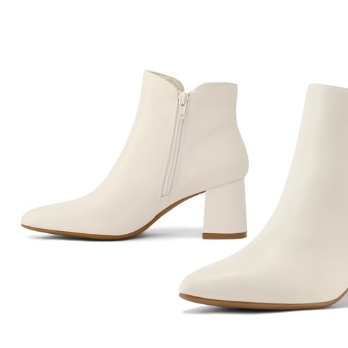 Mysoft Women'S Ankle Boots Chunky Block Low Heel Comfortable Pointed Toe Side V Cutout Dressy Office Booties With Zipper thumb #8