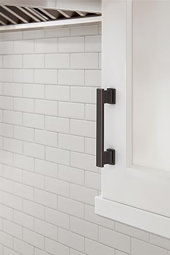 Image of Amerock 10 Pack 3-3 /4 inch Triomphe Oil-Rubbed Bronze Drawer Pull | 3-3 /4 inch (96mm) Center-to-Center Mounting Distance and 4-13 /16 inches Overall Length, Durable Zinc Cabinet Hardware