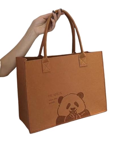 Handbag Felt Flower Shopping Bag Large Shoulder Women(Brown)