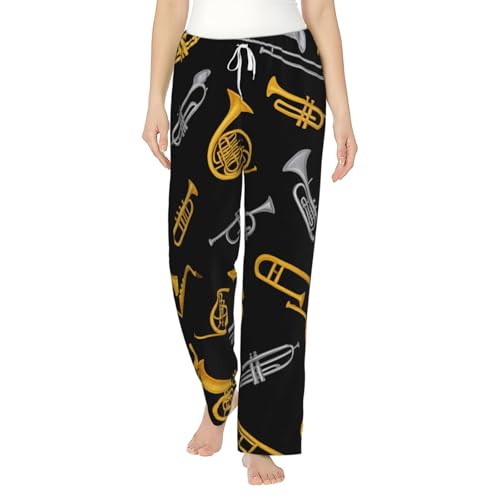 Pantalon de pyjama polaire motif instruments argentés bas de détente flanelle