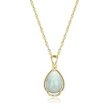 18k Yellow Gold-Plated Sterling Silver Jade Teardrop Pendant Necklace, 18