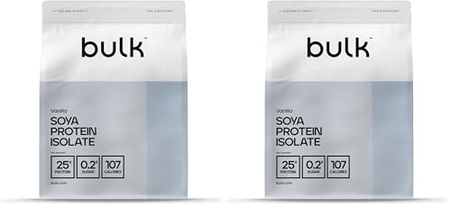Bulk Isolat De Protéine De Soja, Protéine Vegan en Poudre, Vanille, 1 kg (Lot de 2)