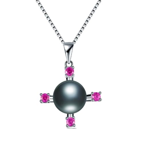 Collier de perles d'eau douce véritables avec pendentif croix en zircon pour femme