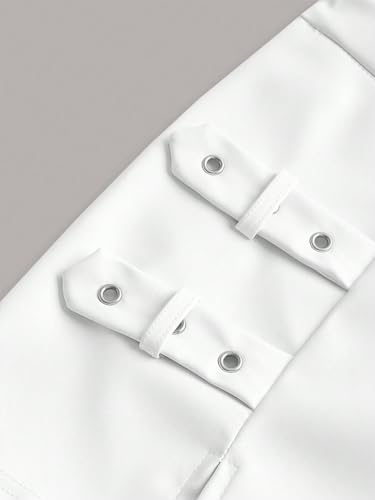 Women's Split Hem Eyelet Belted Bodycon Skirt Party Club Mini Skirt3