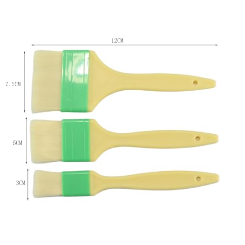 Gurtt 3-teiliges Küchenpinsel-Set mit Naturborsten, Fettpinsel zum Grillen, Backen und Ölen, 3 verschiedene Größen