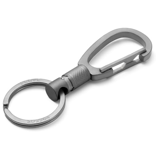 Image of FEGVE Titanium Quick Release Swivel Keychain, Pull Apart Detachable Keychain Heavy Duty Car Key Holder with Key Rings