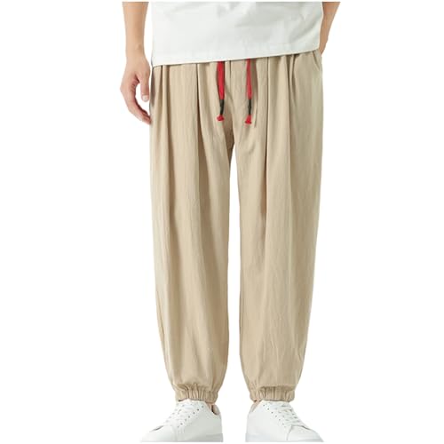 Mens Jogger Pants Cotton Relaxed Fit Trousers Big Tall Boys Casual Sweatpants Workout Slacks Elastic Cinch Bottoms