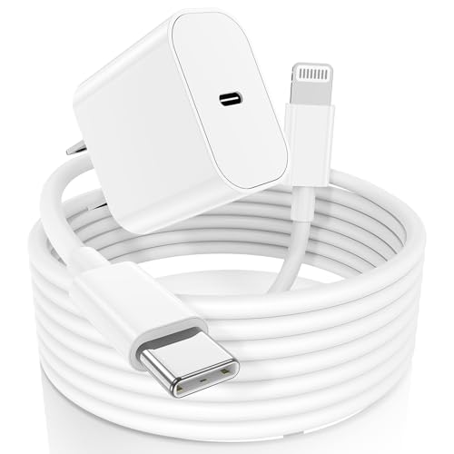 iPhone Fast Charger USB C Wall Charger Block Plug and 10ft Type C to Lightning Charging Cable Cord Long PD USBC Cube Brick Box Adapter for Apple iPhone 14 Pro Max/14 Plus/14/13/12 Mini/11/XS Max/XR/X
