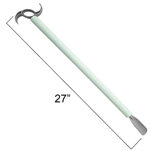 Dressing Stick 27\" with Shoehorn & Hook-Rehabilitation Advantage Plastic Dressing Aid-Mobility Tool for Seniors, Elderly, Handicap, Arthritis, Post-Surgery-Adaptive Daily Living Independence Aid