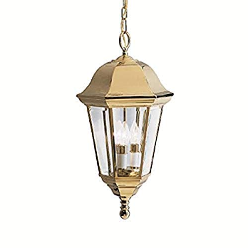 Kichler 9889PB Grove Mill Outdoor Pendant 3-Light, Polished Brass