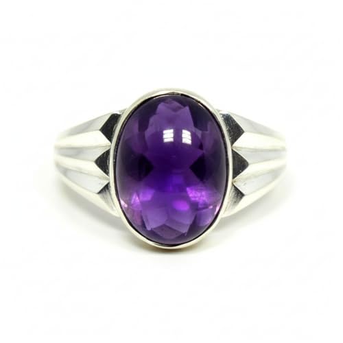 Jewelryonclick Femme Homme Mixte Enfant Argent Sterling-925 Ovale Cabochon en améthyste naturelle