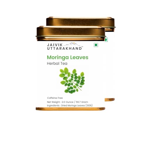 Image of Jaivik Uttarakhand - Moringa Tea (113.4 g), Dry Leaf, decaffeinated exotic loose leaves, Immunity Booster, Caffeine-free, Pack of 2 Tin Can