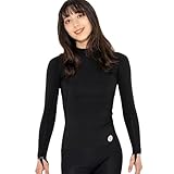 FELLOW 保温インナー ロングスリーブ 長袖 レディース 1mm サーフィン メタリックス メタルインナー ウェットスーツ セミドライスーツ タッパー インナー 防水蓄熱 (Black, M)