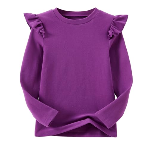 Ugitopi Mädchen Langarm T-Shirt Rüschenärmel Kinder Tops mit...
