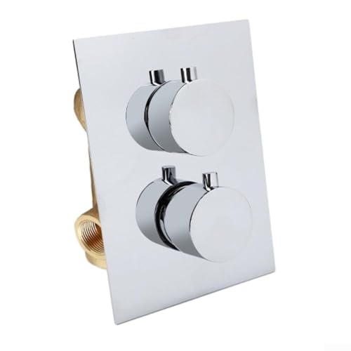 Ch Brass Concealed Twin Shower Mixer Valve with G1/2 2-Way Outlet, Modern Bathroom Fixture with 2 Round Handles for Luxury Showers, Easy Install & Durable Design
