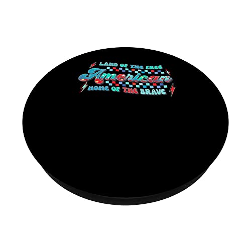 Land of the Free Happy 4th of July Independence American Day PopSockets Swappable PopGrip, Black - Image 2